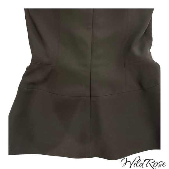 VICTORIA BECKHAM Black Deep V Fitted Peplum Blouse Top SZ 2 - Picture 6 of 11